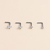 316 Surgical Stainless Steel Crystal Rhinetone Flat Round L-Shaped Nose Rings WGCD50A-02-4