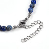 Natural Lapis Lazuli 4.5mm Round Beaded Flower Pendant Necklaces NJEW-T016-04C-6