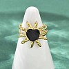 Heart Sun 304 Stainless Steel Enamel Finger Rings for Women RJEW-G355-08G-5