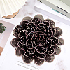 Flower Cloth Rhinestone Broochs JEWB-WH20009-06P-02-3