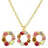 Ring Alloy Rhinestone Pendant Necklace & Stud Earrings Sets WG4EA96-02-2