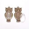 Vintage Adjustable Iron Owl Finger Ring Settings and Alloy Cabochon Bezel Settings FIND-X0010-02AB-3