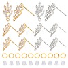 6 Pairs 2 Colors Brass Grass Shape Stud Earring Findings KK-CN0001-91-1