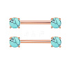 304 Stainless Steel Pave Synthetic Turquoise Half Round Nipple Barbells WGD80F3-05-1