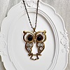 Vintage Alloy Rhinestone Hollow Carved Owl Pendant Necklaces for Women TQ3246-5-1