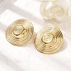 304 Stainless Steel Flat Round Stud Earrings EJEW-K268-53B-G-2