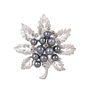 Maple Leaf Zinc Alloy Rhinestone Brooches PW-WGBDBEE-02-1