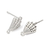 Brass Micro Pave Cubic Zirconia Stud Earring Findings KK-Z094-13P-2