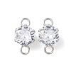 304 Stainless Steel Micro Pave Cubic Zirconia Connector Charms STAS-H240-50P-01-1