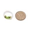 Glass Seed Braided Bead Frog Shape Finger Ring for Women RJEW-TA00052-4
