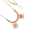 Handmade Mixed Color Beaded Cross Heart Pendant Necklace BO4454-10-1