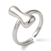 Initials Brass Open Cuff Ring for Women RJEW-N046-02I-P-3