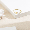 1Pc Letter Brass Rhinestone Open Cuff Rings for Women AJEW-LP0004-47C-G-3