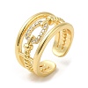 Rack Plating Real 18K Gold Plated Brass Hollow Teardrop Open Cuff Rings RJEW-B048-02G-1