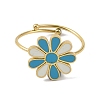 Ion Plating(IP) Flower 304 Stainless Steel Enamel Ring RJEW-A038-18G-05-2