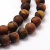 Frosted Natural Tiger Eye Beads Strands G-F364-18-6mm-3