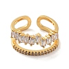 Brass with Cubic Zirconia Open Cuff Rings LS-RJEW-B053-03-2