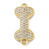 Rack Plating Brass Micro Pave Clear Cubic Zirconia Bone Connector Charms KK-A234-059G-1