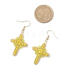 304 Stainless Steel Glass Seeds Cross Dangle Earrings EJEW-MZ00506-05-4