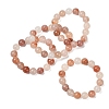 12MM Natural Xinjiang Golden Silk Jade Round Beaded Stretch Bracelets for Women BJEW-G756-01C-4
