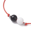 2Pcs Natural Rose Quartz & Eyeless Obsidian 
& Malaysia Jade Beads with Korean Waxed Polyester Cord Bracelets BJEW-JB12887-4