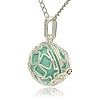 Silver Color Plated Brass Hollow Round Cage Pendants KK-J231-08S-2