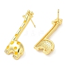 Rack Plating Brass Enamel Giraffe Stud Earrings with Cubic Zirconia EJEW-D061-24G-2
