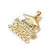 Brass Micro Pave Clear Cubic Zirconia with Black Enamel Pendants CU-CBAA556-07A-2