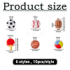 60Pcs 6 Styles Sport Opaque Resin Cabochons CRES-DC0001-10-2