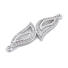 Rack Plating Brass Micro Pave Clear Cubic Zirconia Leaf Connector Charms KK-A234-081P-2