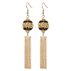 Glass Seed Beads & Brass Tassel Dangle Earrings EJEW-MZ00289-1