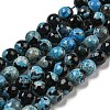 Faceted Round Dyed Natural Fire Crackle Agate Beads Strands G-D769-8mm-04-2