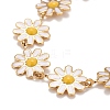 Enamel Daisy Link Chains Bracelet BJEW-P271-01G-3