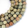 Natural Silver Leaf Jasper Round Bead Strands G-E334-8mm-04-1