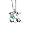Letter A~Z Antique Silver Plated Alloy with Synthetic Turquoise Pendant Necklaces NJEW-G080-01K-1