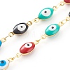 Brass Enamel Evil Eye Link Chain Bracelets & Necklaces Jewelry Sets SJEW-JS01185-4