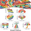 14Pcs 7 Shapes Rainbow Style Printed Acrylic Glitter Powder Pendants OACR-CJ0001-93-8