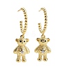 C-Shape with Bear Cubic Zirconia Dangle Stud Earrings EJEW-E167-14G-1