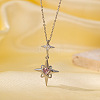 Brass Micro Pave Clear and Pink Cubic Zirconia Pendant Necklaces for Women FS-WG014CD-10-1