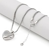 304 Stainless Steel Heart Pendant Flat Snake Chain Necklaces for Women NJEW-U012-01P-2