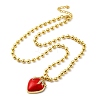 Brass Red Enamel Strawberry Pendant Ball Chain Necklaces NJEW-Z059-02G-2