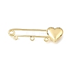 Heart Brass Safety Pins Brooch Findings KK-E802-40B-G-1