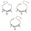 3 Pcs 3 Styles Alloy Snake Chain Charms Bracelets BJEW-JB11448-2