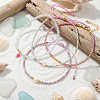 4Pcs 4 Styles Natural Gemstone Round Beaded Bracelets & Glass Seed Beads Adjustable Bracelets & Glass Round Beaded Charm Bracelets Set for Women EV4256-2-4