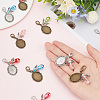 40Pcs 8 Style Oval Alloy Pendant Locket Pendant Decorations HJEW-AB00200-3