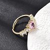 Brass Pave Cubic Zirconia Cuff Open Rings CU-CBA5C10-02G-3