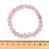 Natural Kunzite & Brass Stretch Beaded Bracelets for Women BJEW-JB14003-4