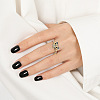 Glasses Dog 925 Sterling Silver Micro Pave Cubic Zirconia Adjustable Cuff Rings FS-WGF17D0-01-4