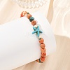 2Pcs 2 Colors Summer Beach Round Synthetic Ocean White Jade & Starfish Dyed Turquoise Beaded Stretch Bracelet Sets BJEW-JB14185-3