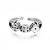 Alloy Triple Dice Open Cuff Ring for Men Women RJEW-T009-35AS-1